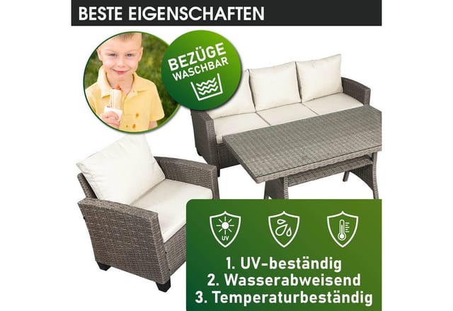 Gartenmöbel Set Delight Braun/Cappuccino bis zu 7 Personen inkl. extra Dicke Kissen tüv geprüft Outdoor Loungemöbel Sitzgruppe Essgruppe Garnitur