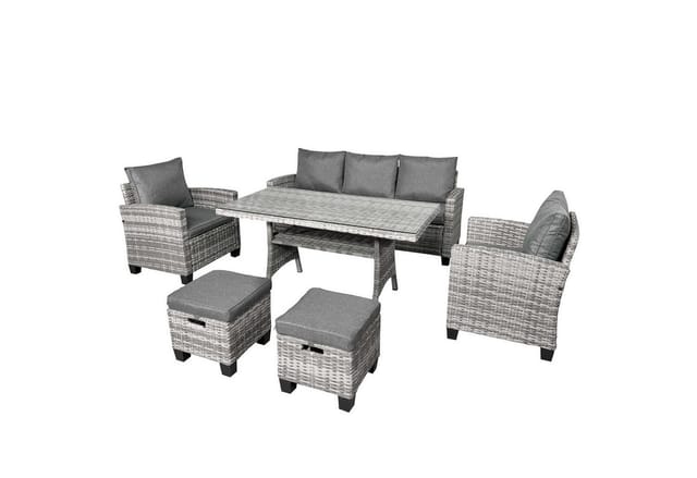 Gartenmöbel Set Delight Grau/Anthrazit bis zu 7 Personen inkl. extra Dicke Kissen tüv geprüft Outdoor Loungemöbel Sitzgruppe Essgruppe Garnitur