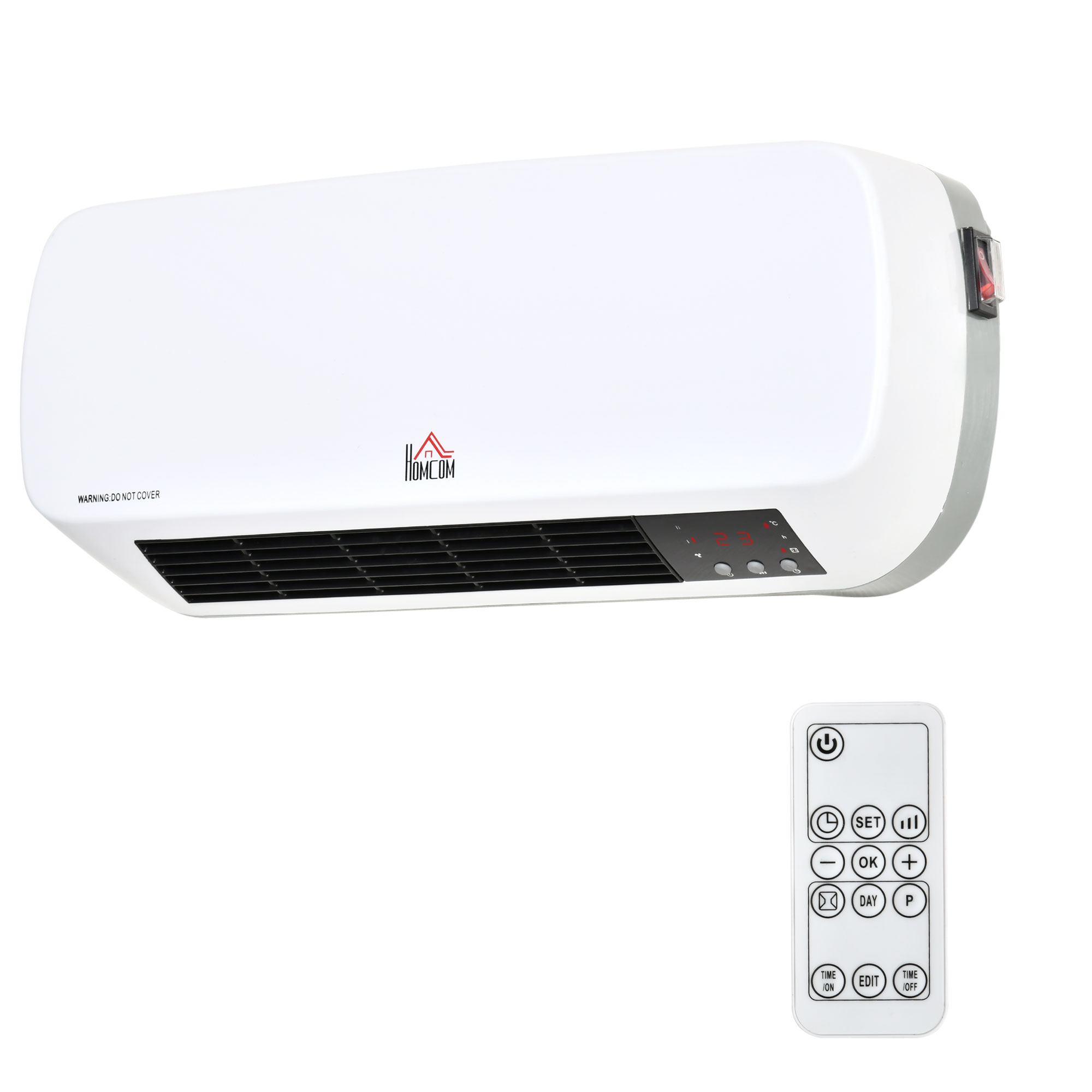 Energiesparender, Wandmontierter Elektroheizkörper, 1000w/2000w, Mit Led-anzeige, Schutzart Ipx2, 3 Betriebsmodi, Ptc-technologie, Überhitzungsschutz, Timer, Fernbedienung, Für Eine Fläche Von 20 Bis
