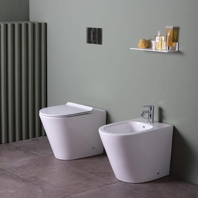 Bidet Und Wc, Bodenstehend, Modern Und Elegant Blues