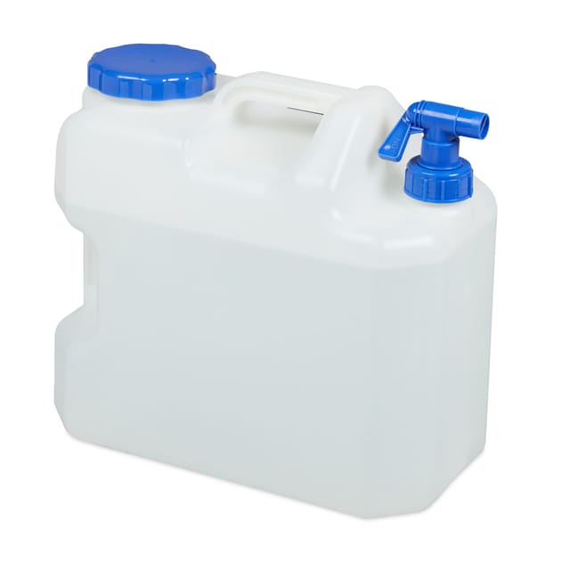 Relaxdays - Wasserkanister mit Hahn, Weithals Schraubdeckel, Trinkwasserkanister Camping, 18L, Kunststoff, BPA-frei, weiß