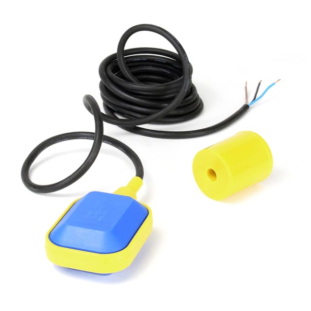Wiltec Schwimmerschalter für Pumpen, 230VAC 16A, Pegelschalter für Tauchpumpen, Wechsler mit 5 m Kabel