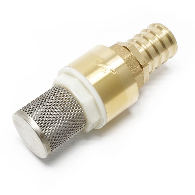 Wiltec - Messing Fußventil 41 x 41 x 100 mm mit Rückschlagventil und Edelstahlkorb, Saugkorb für Saugschlauch DN20, 26,16mm (3/4')