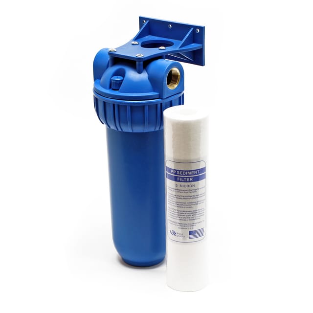Naturewater - NW-BR10B1 1 Stufen Wasserfilter, 5 µ, 26,16 mm (3/4') Filtereinsatz, Ø60 mm pp Kartusche, Filter Wandhalterung, Filterschlüssel,