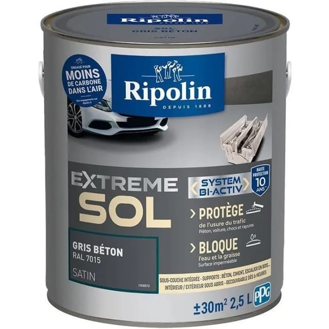 Ripolin Fußbodenfarbe grau Beton 2,5 Liter satinierte