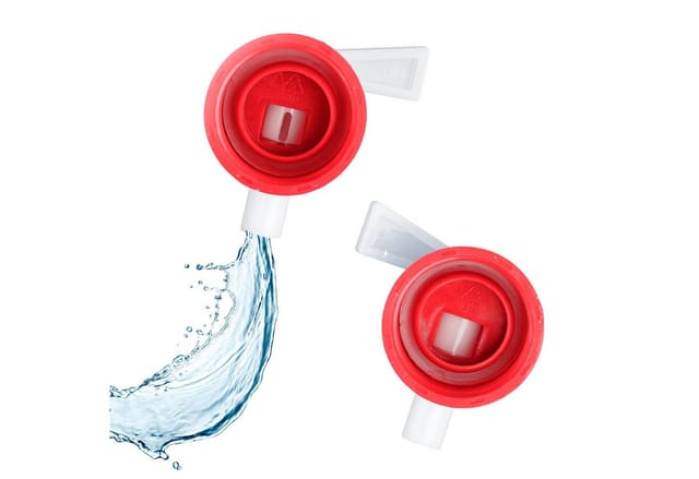 Relaxdays - Faltkanister 4er Set, 20 l, Hahn, Schraubdeckel, Tragegriff, Wasserkanister Camping, BPA-frei, transparent/rot