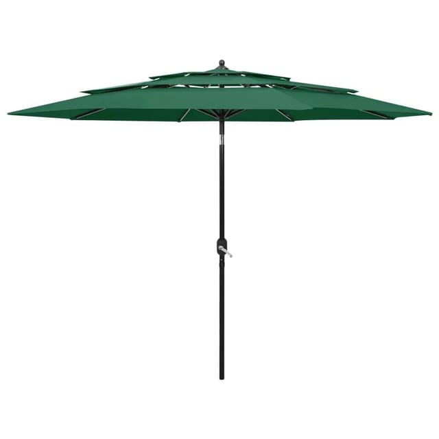 Sonnenschirm mit Aluminium-Mast 3-lagig Grün 3 m Vidaxl