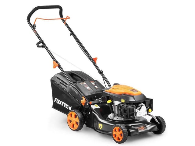 FUXTEC Benzin Rasenmäher FX-RM4346ECO 2in1-3,5PS / 2,6kW 42cm Schnittbreite & 5-stufige Schnitthöhenverstellung 25-70mm 146ccm 4-Takt Mäher – Inkl.