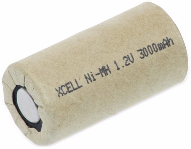 XCELL NiMH-Sub-C-Zelle-Akku Pappmantel, 1,2V-/3000mAh, 43x22,5 mm