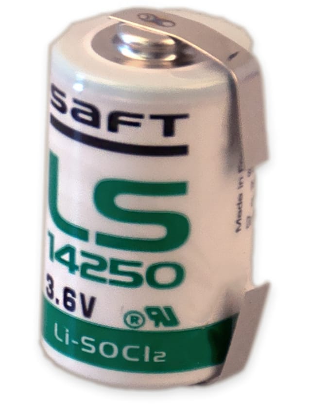 SAFT Lithium-Batterie LS 14250-CNR, 1/2AA, mit U-Lötfahne, 3,6 V-, 1200 mAh