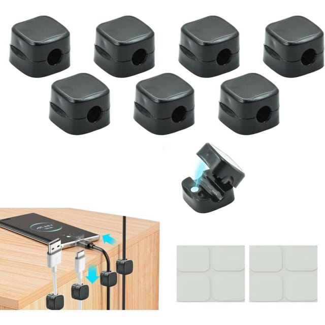Csparkv - 8-teiliges Mini-kabelmanager-set Für Den Schreibtisch, Magnetisch, Zur Sicheren Befestigung Von Kabeln An Büro- Und Küchenkabeln Mit Magnetischen Und Selbstklebenden Aufklebern