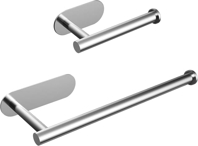 2er-Pack Küchenrollenhalter und Toilettenpapierhalter, selbstklebende Wandhalterung, Toilettenpapierhalter aus Edelstahl 304