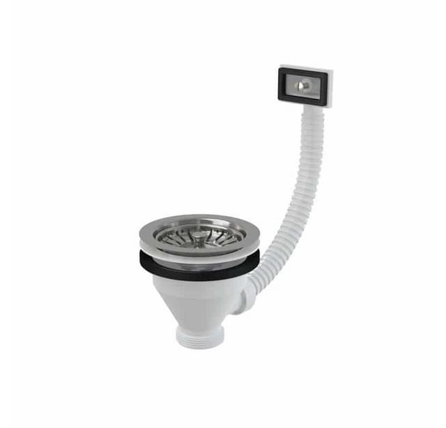 AlcaPlast Ablaufventil für Spülbecken 6/4" mit Edelstahlgitter DN115 mit Flexiüberlauf A38