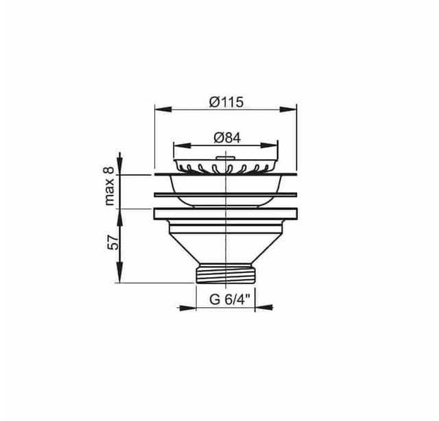 Ablaufventil für Spülbecken 6/4' mit Edelstahlgitter DN115 A37 - Alcaplast