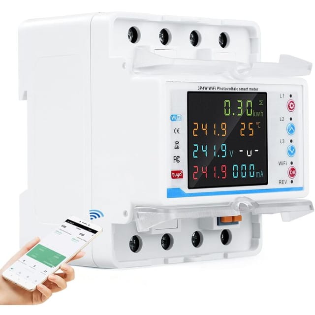 WLAN-Stromzähler, Dreiphasenverbrauch, 100 a, 380 v ac, Smart Meter, Zweiwege-WLAN-Stromzähler mit Zeitsteuerung/Überspannungs-/Überstromschutz