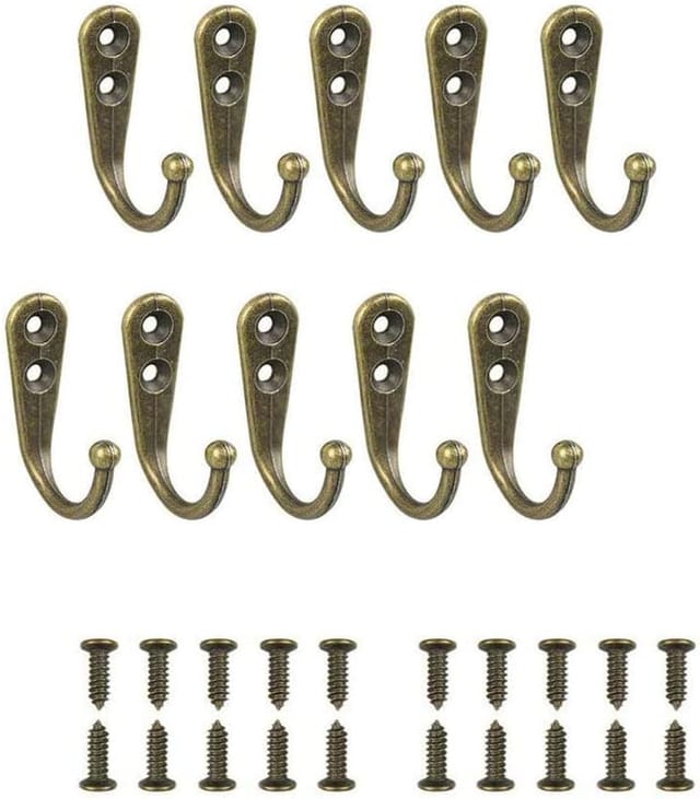 Linghhang - 10 Stück Bronze Einzelhaken Schwarz Wandhaken Kleiderhaken Ausgestattet mit Befestigungsschrauben