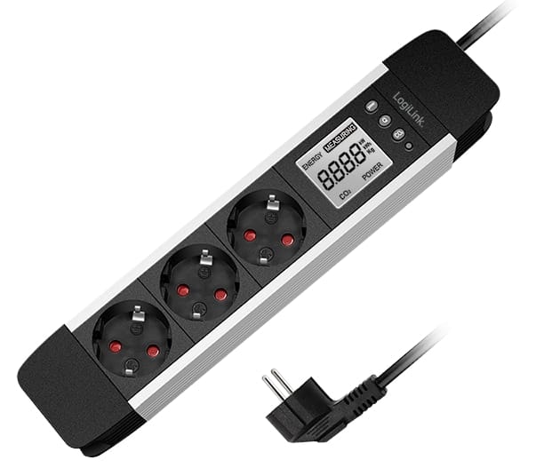 Steckdosenleiste LPS285, 3-fach, Display, Echzeit Energieverbrauch - Logilink