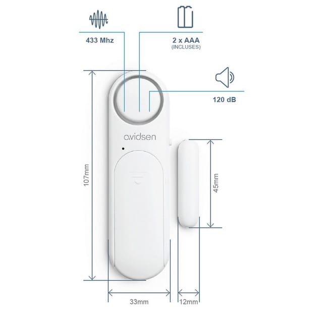 Tür- und Fensteralarm Small Doorguard 120 dB integrierte Sirene für den Innenbereich - Avidsen - 100023