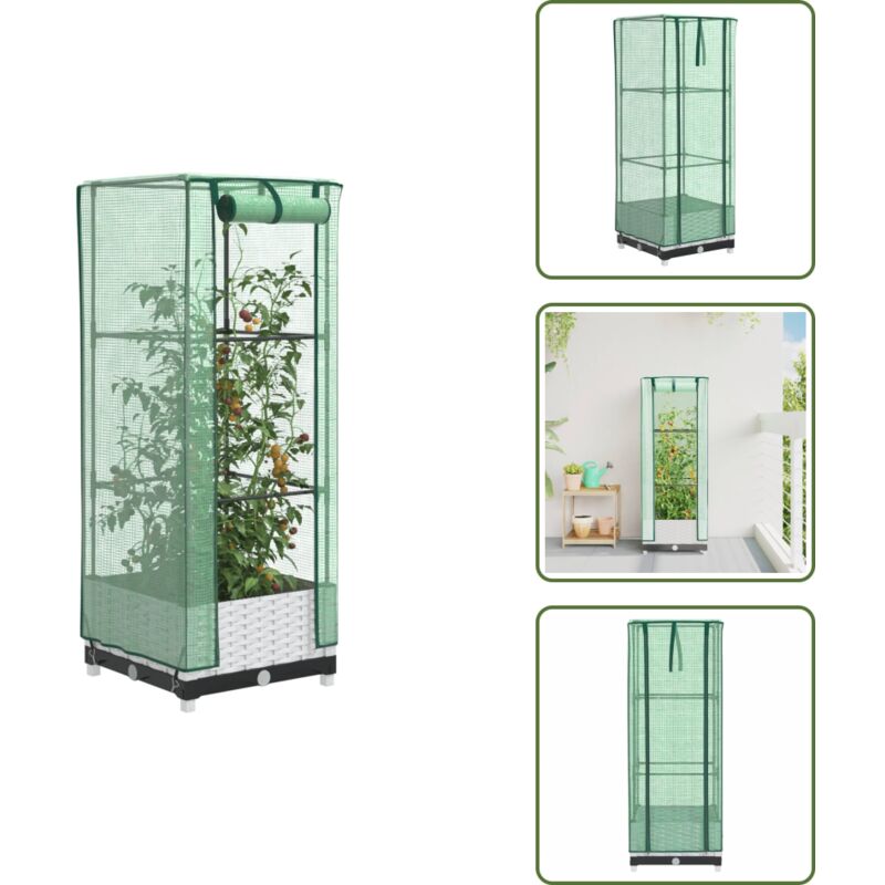 Hochbeet mit Gewächshaus-Aufsatz Rattan-Optik 40x40x123 cm - Hochbeet - Hochbeete - Garten Hochbeet - Pflanzbeet