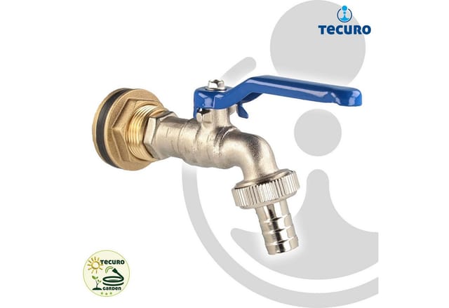 Tecuro - Kugelauslaufventil mit Behälterverschraubung für Regentonne Wassertank - 1/2 Zoll
