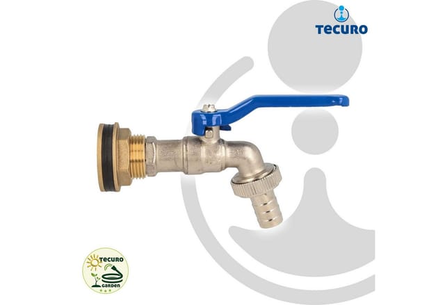 Tecuro - Kugelauslaufventil mit Behälterverschraubung für Regentonne Wassertank - 3/4 Zoll