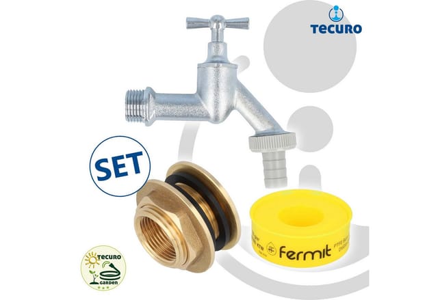 Tecuro - Auslaufventil mit Behälterverschraubung für Regentonne Wassertank - 1/2 Zoll