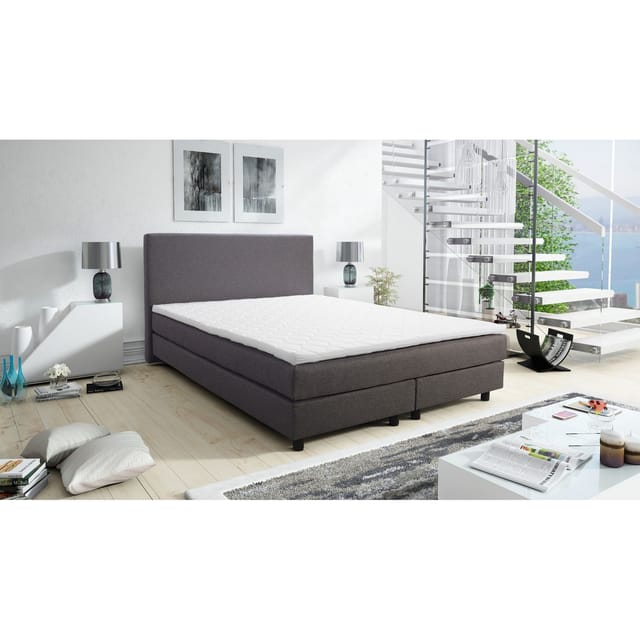 Küchen Preisbombe - Boxspringbett Boxbett Glenn 2 Hotelbett 140x200 Bonellfederkern Bett Topper grau