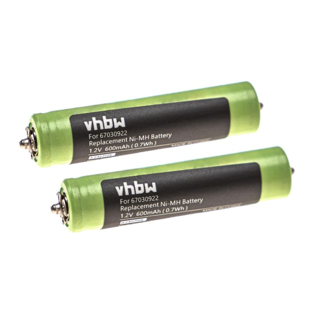 Vhbw - 2x Akku kompatibel mit Braun 190s-1, 195s, 195s-1, 197s, 197s-1, 190s, 199 Rasierer Haarschneider (600mAh, 1,2V, NiMH)