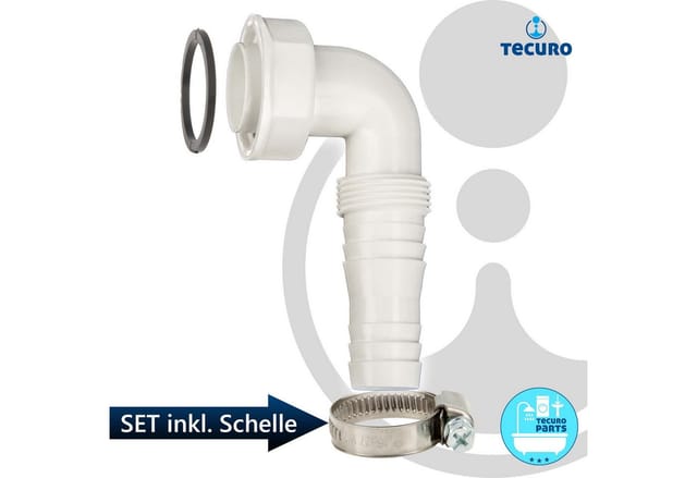 Geräteanschlusstülle 90° extra lang, mit Schlauchschelle - Tecuro