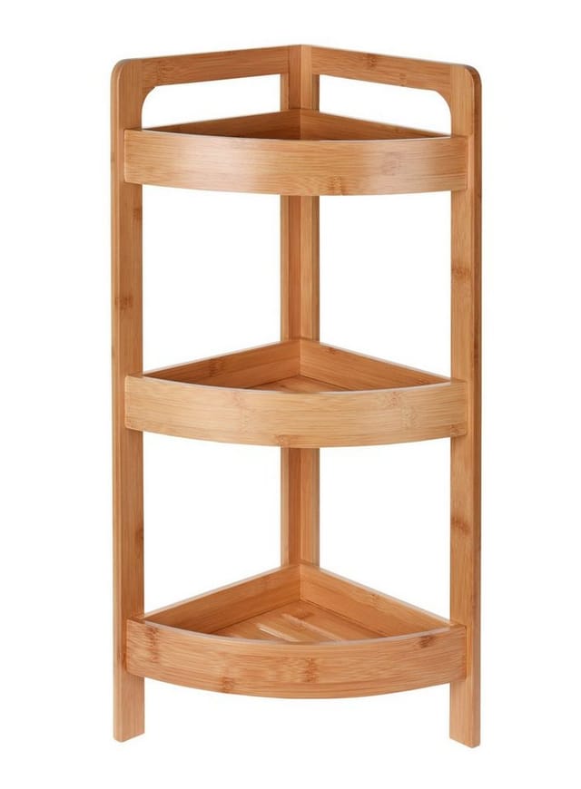 Spetebo - Bambus Badezimmer Regal - 61 cm - Eckregal Holz Standregal Bad Regal Holzregal
