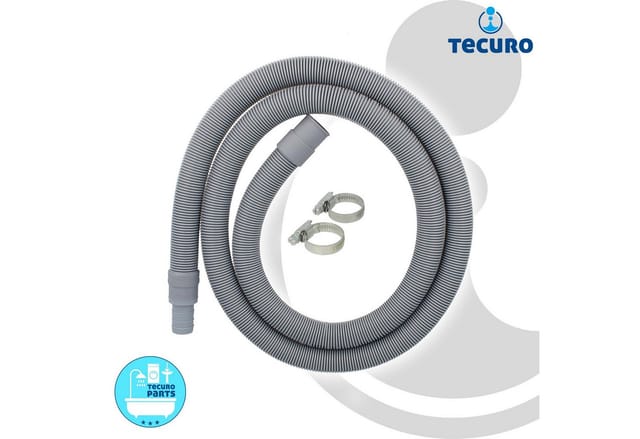 Tecuro - Ablaufschlauch-Verlängerung 2,0 m (geeignet für Waschmaschinenschlauch/Spülmaschinenschlauch) grau
