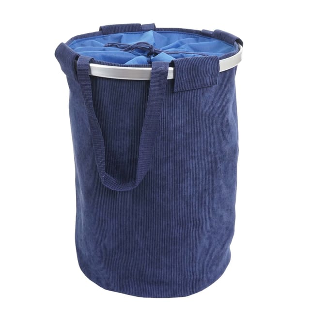 HHG - Wäschesammler 750, Laundry Wäschekorb Wäschesack Wäschebehälter mit Kordelzug, Henkel 55x39cm 65l cord blau