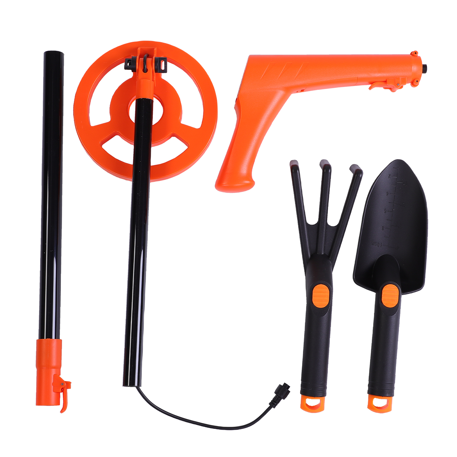 Metalldetektor-set Für Kinder, Tragbar Mit 2-zoll-led-bildschirm, 6-zoll-spule, Inklusive Schaufel Und Rechen, Outdoor-abenteuerspielzeug Für Anfänger, Orange.
