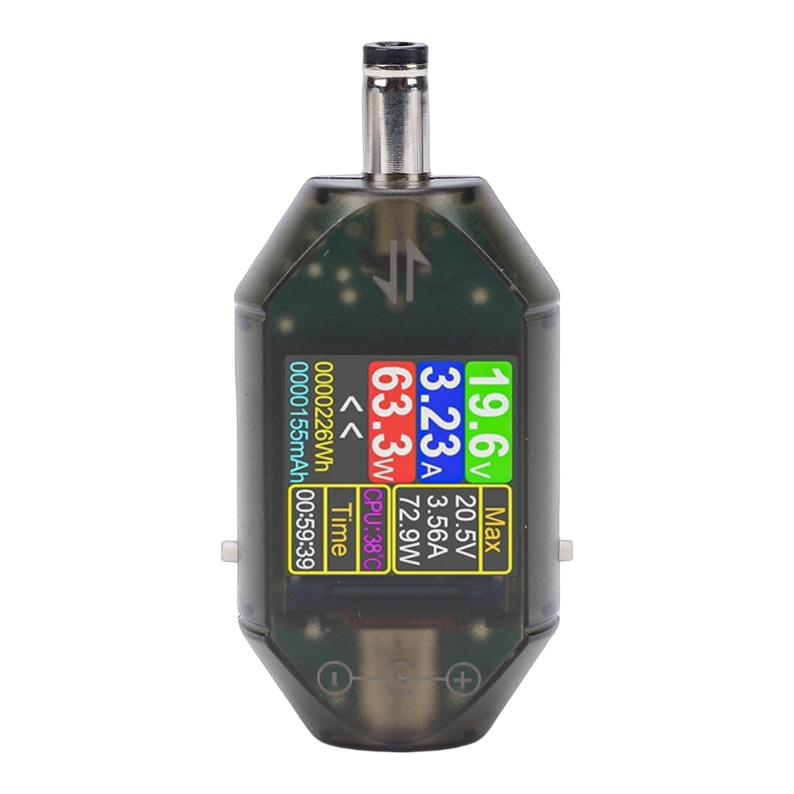 Gleichspannungsprüfer 4,5-50v 0-6a 0-600w, 2-wege-erkennung, Drehbares Farbdisplay, Dc5,5x2,5/2,1-schnittstelle, Strom- Und Leistungsmesser.