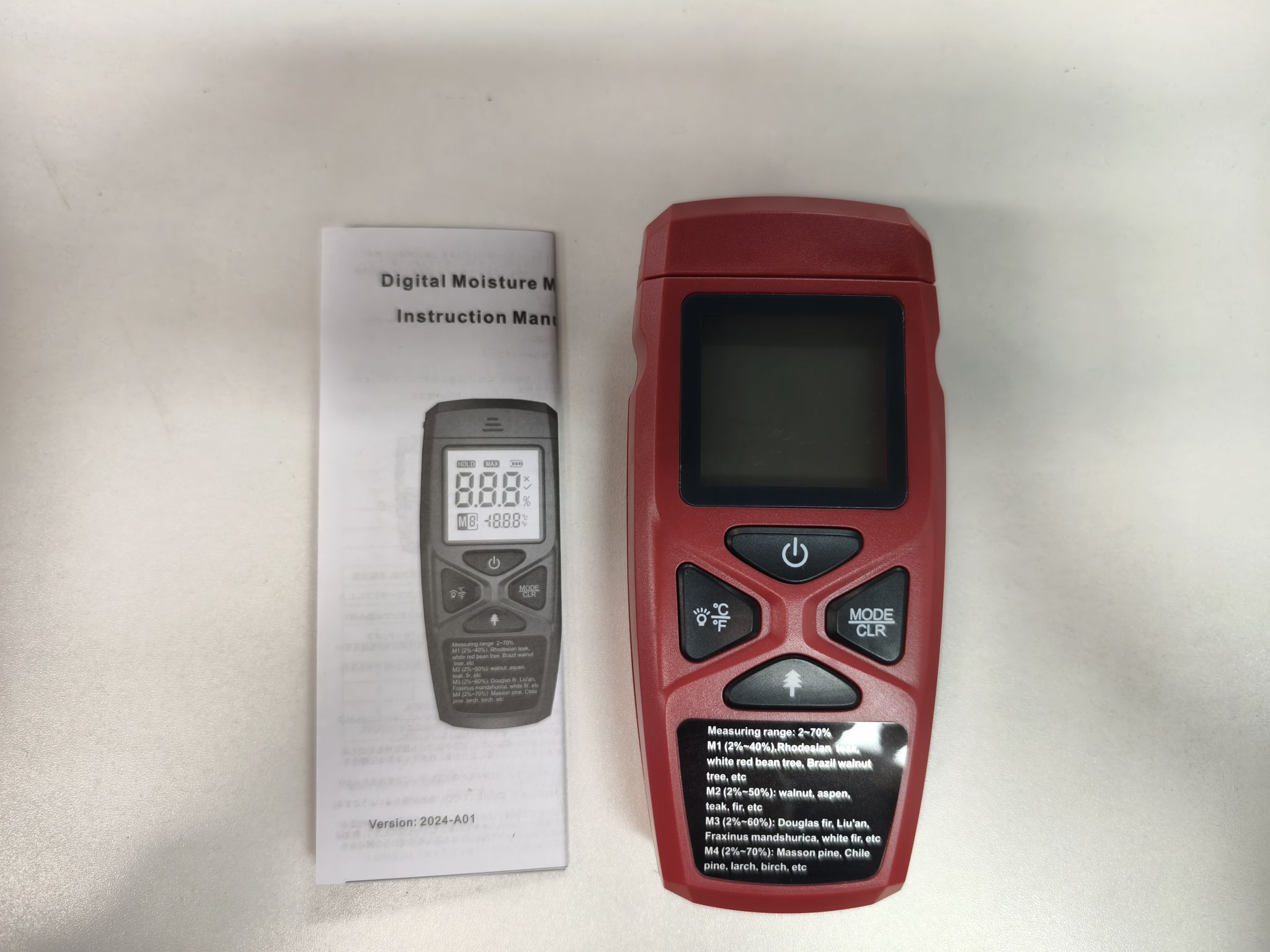 Holzthermometer Und Feuchtigkeitsmesser Für Hartes Und Weiches Papier, Bambusgras, Lcd-bildschirm, Hohe Genauigkeit Und Schnelle Reaktionszeit, Datenhaltefunktion, Anzeige Für Niedrigen Batteriestand,