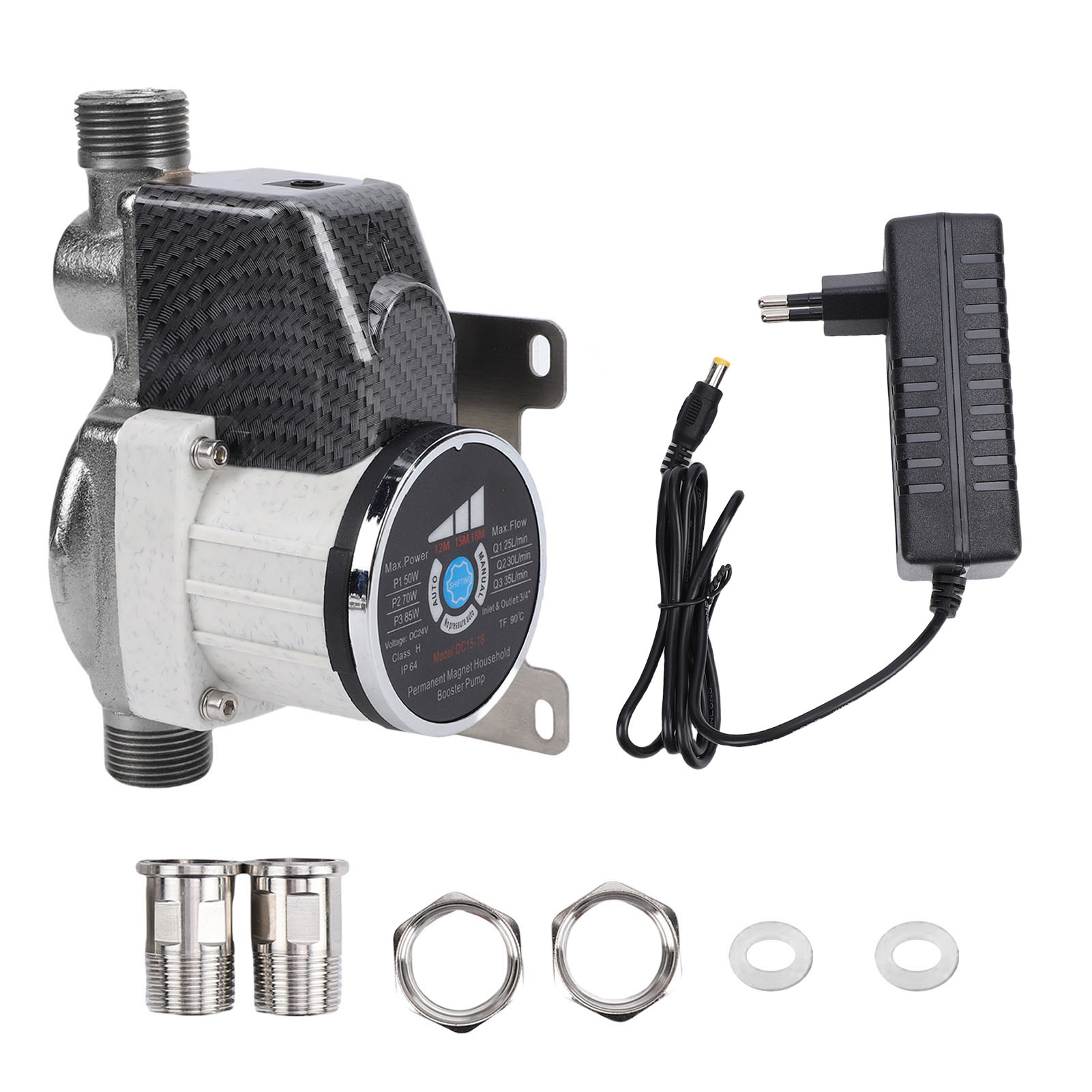 Intelligente Dusch-druckerhöhungspumpe 555 Gph 26,1 Psi 85w Energiesparend Für Zuhause Npt 1" Einlass & Auslass 3/4" Adapter 3 Niedrige Geräuschpegel Eu-stecker 100-240v.