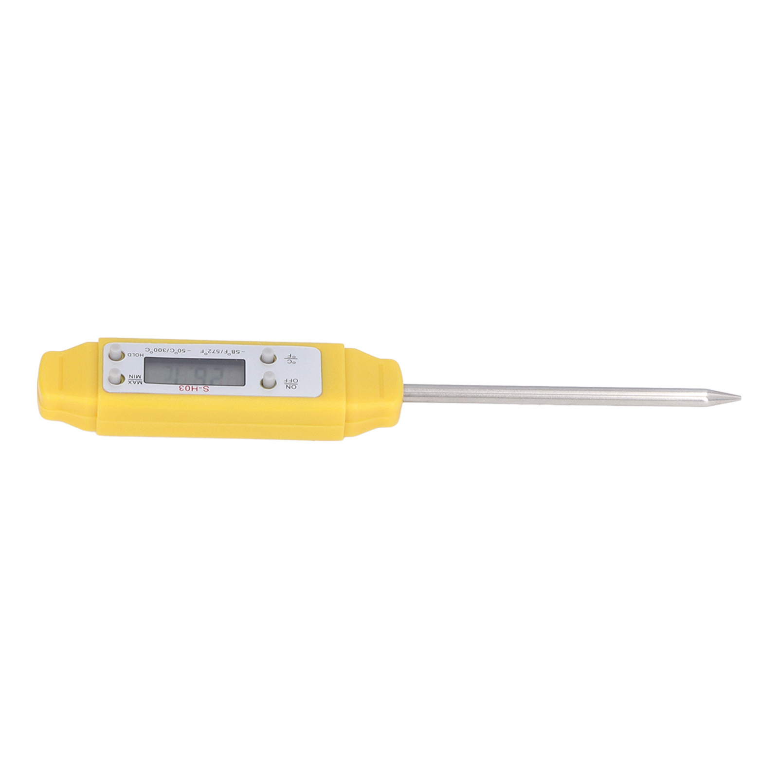 Selbstkalibrierendes Digitales Lebensmittelthermometer, Stiftform, Hohe Präzision, Elektronisches Taschenformat, Gelbe Farbe.