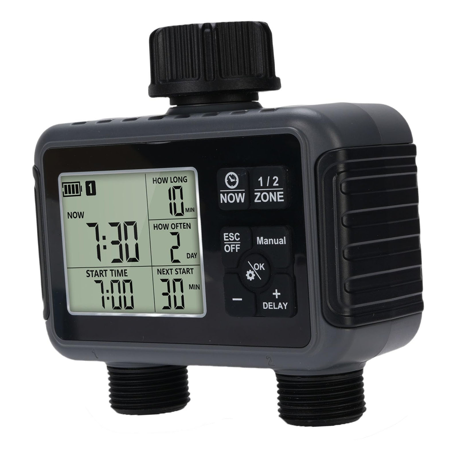 Intelligenter Bewässerungstimer, Zwei Bewässerungsauslässe Für Garten Und Rasen Mit Regenverzögerung, Automatische Und Manuelle Bewässerung.