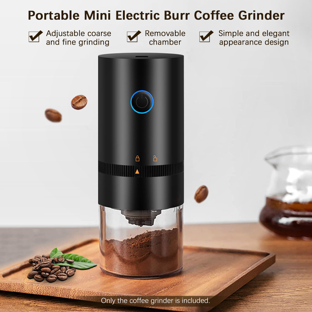 Tragbare Elektrische Mini-kaffeemühle Mit Mahlwerk, Einstellbarem Mahlgrad (grob Und Fein), Abnehmbarer Mahlkammer Für Zuhause, Reisen, Büro Und Geschäft.