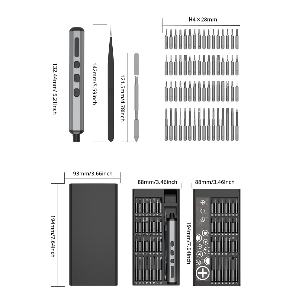 Mini-elektroschrauber Mit 68 Funktionen, Präziser Magnetischer Aufbewahrung, Wartung/cr-v-stahl/typ-c-ladeanschluss/schattenlose Led-leuchte.