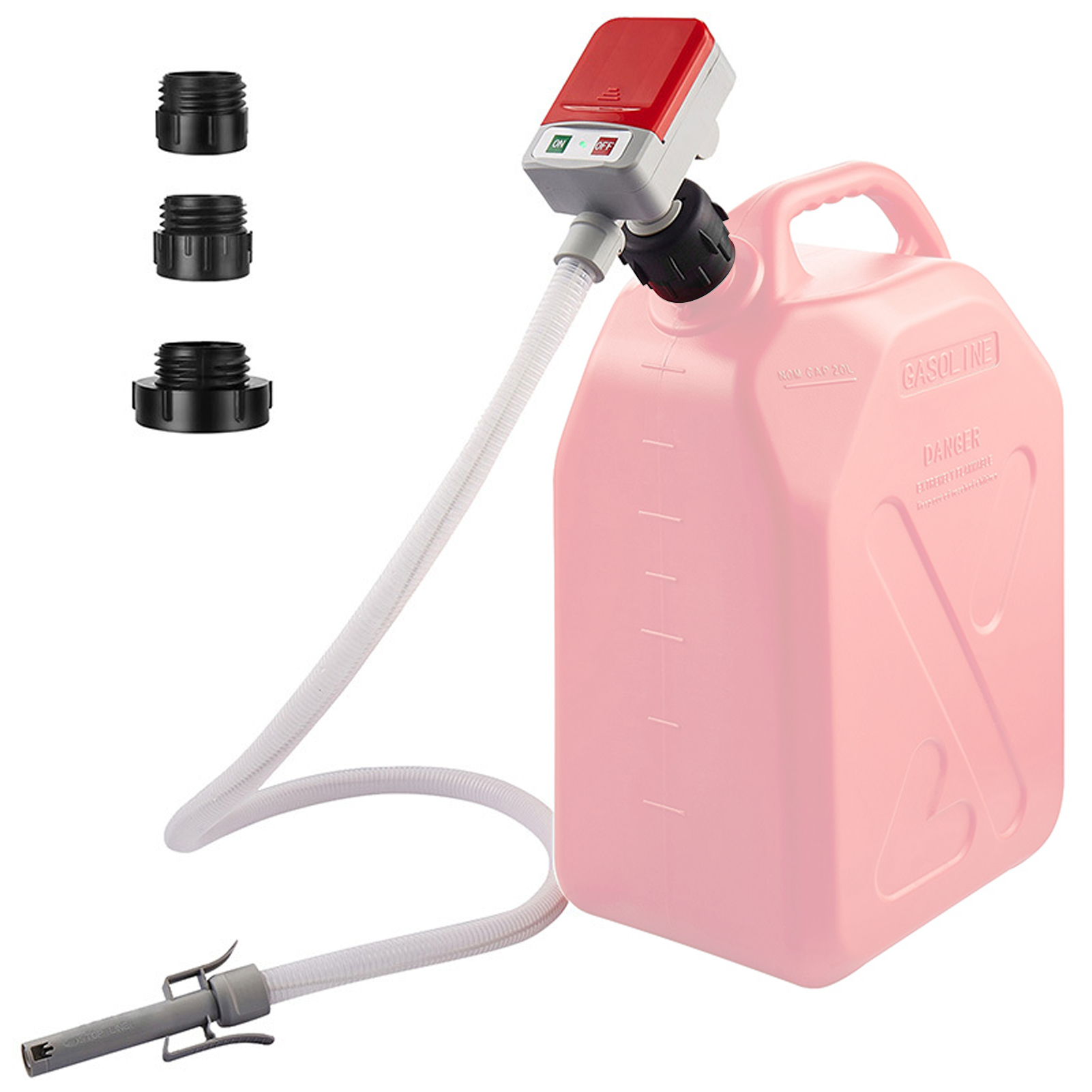 Automatische Kraftstoffförderpumpe, Batteriebetriebene Tragbare Flüssigkeitspumpe Mit Automatischer Abschaltfunktion, Flexibler Schlauch, 3 Adapter Für Wasser, Benzin, Diesel.