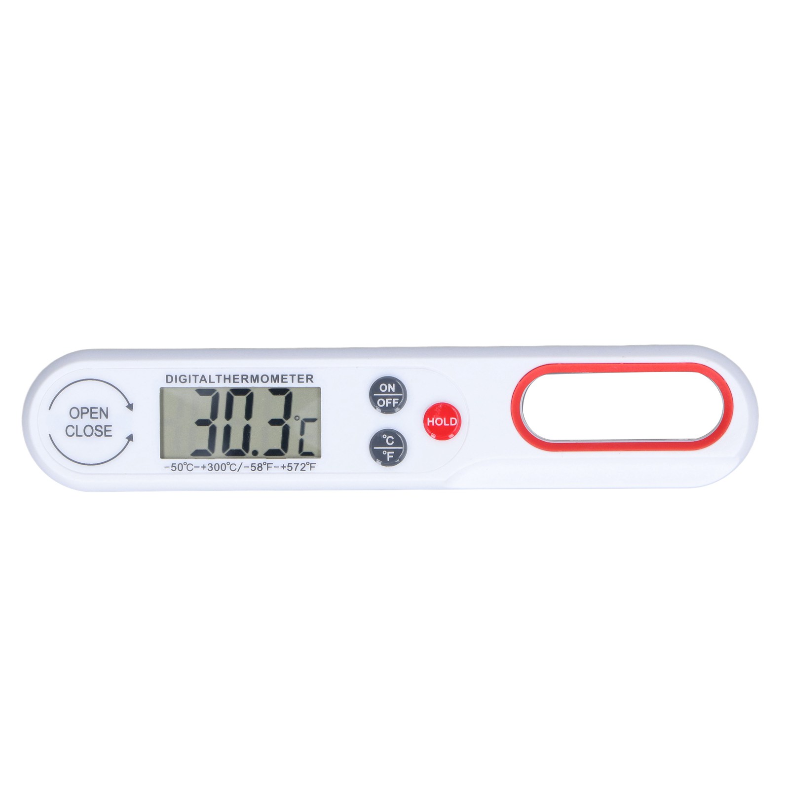 Digitales Lebensmittelthermometer, Sofortige Und Genaue Messung, Faltbar, Für Grill Oder Barbecue, Batterie Enthalten, Farbe: Weiß.
