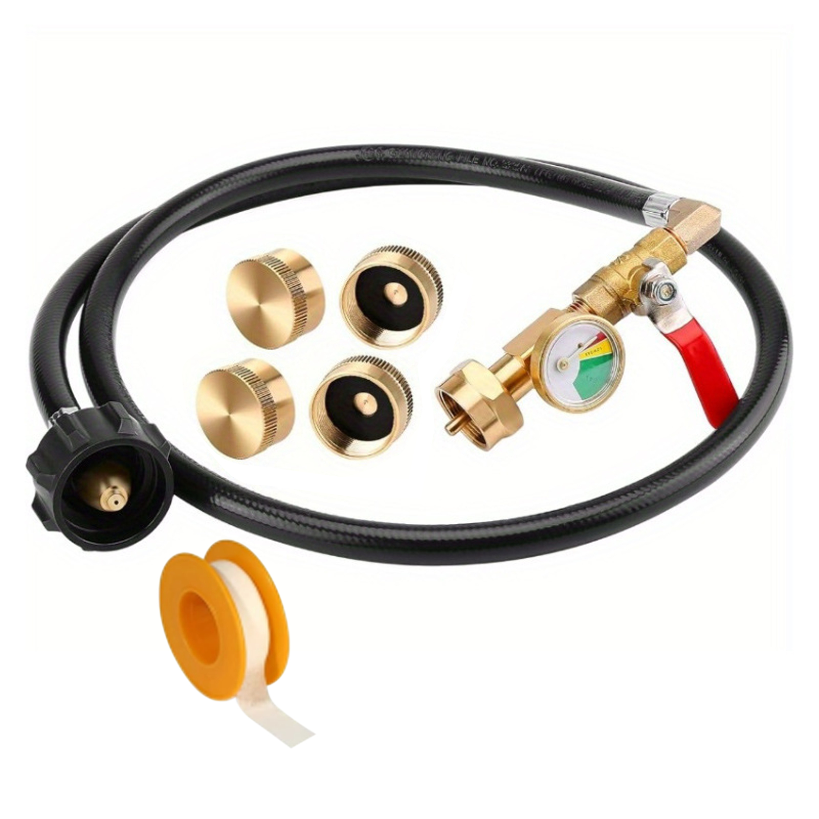 Propangas-nachfüllschlauch Mit Manometer Und Ein-/aus-steuerventil, 3 Fuß/36 Zoll Verlängerung Für 1 Pfund Gasflaschen.