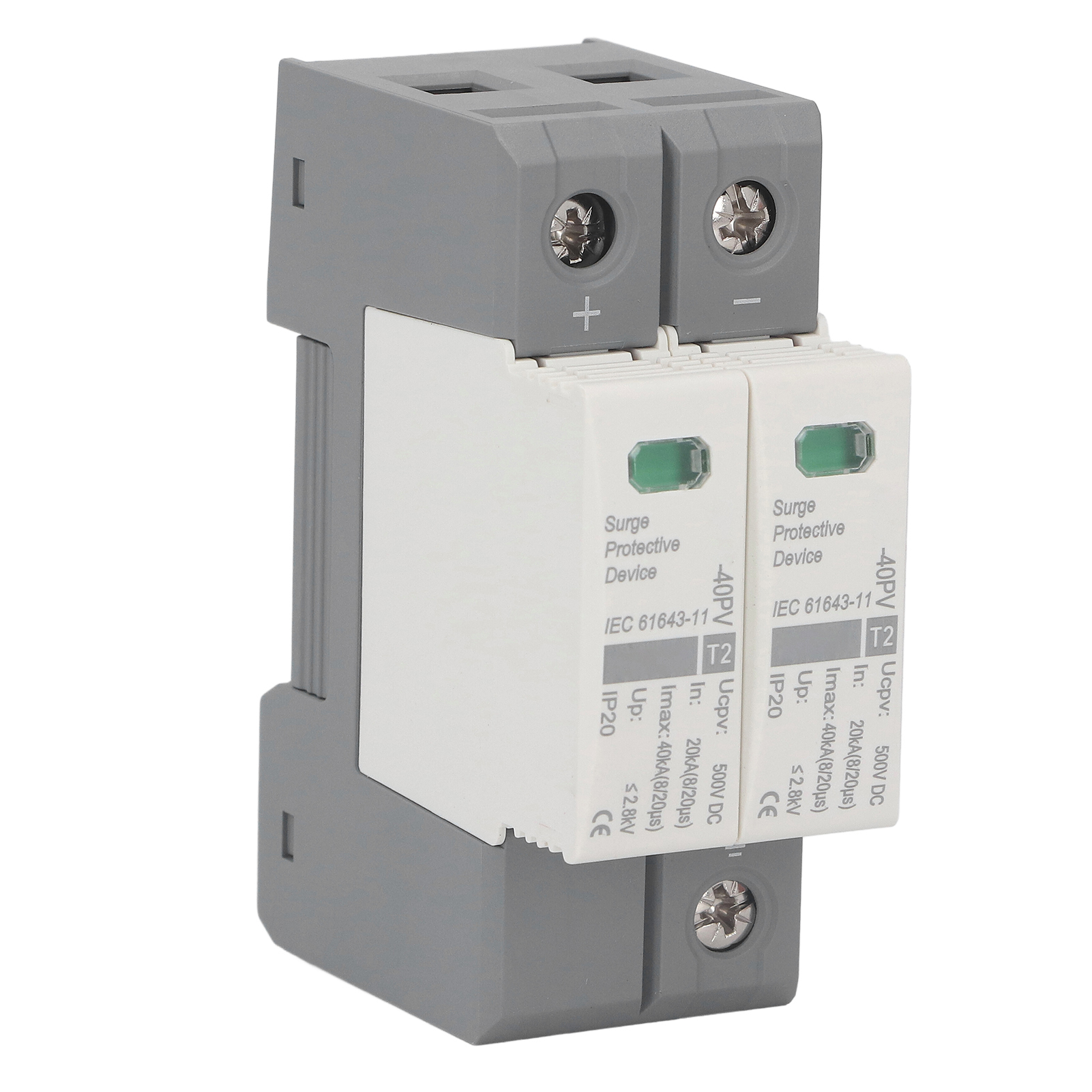2p 500vdc 20-40ka Photovoltaik-gleichspannungs-überspannungsableiter Blitzschutz-leistungsschalter.