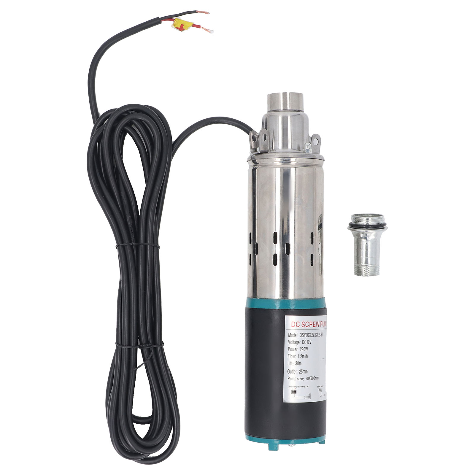 12v Gleichstrom-schraubenpumpe Aus Edelstahl Für Tiefbrunnen, Tauchwassertanks, 30 M Förderhöhe, Fördermenge 1,2 M³/h.