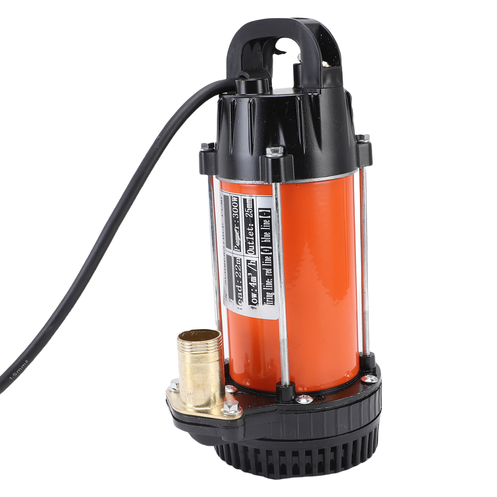 Elektrische Tauchwasserpumpe Aus Edelstahl, 300 W, Mit 2,5 M Kabel, Fördermenge 4 M³/h, Förderhöhe 22 M, Bürstenloser Kupfermotor, 12 V.