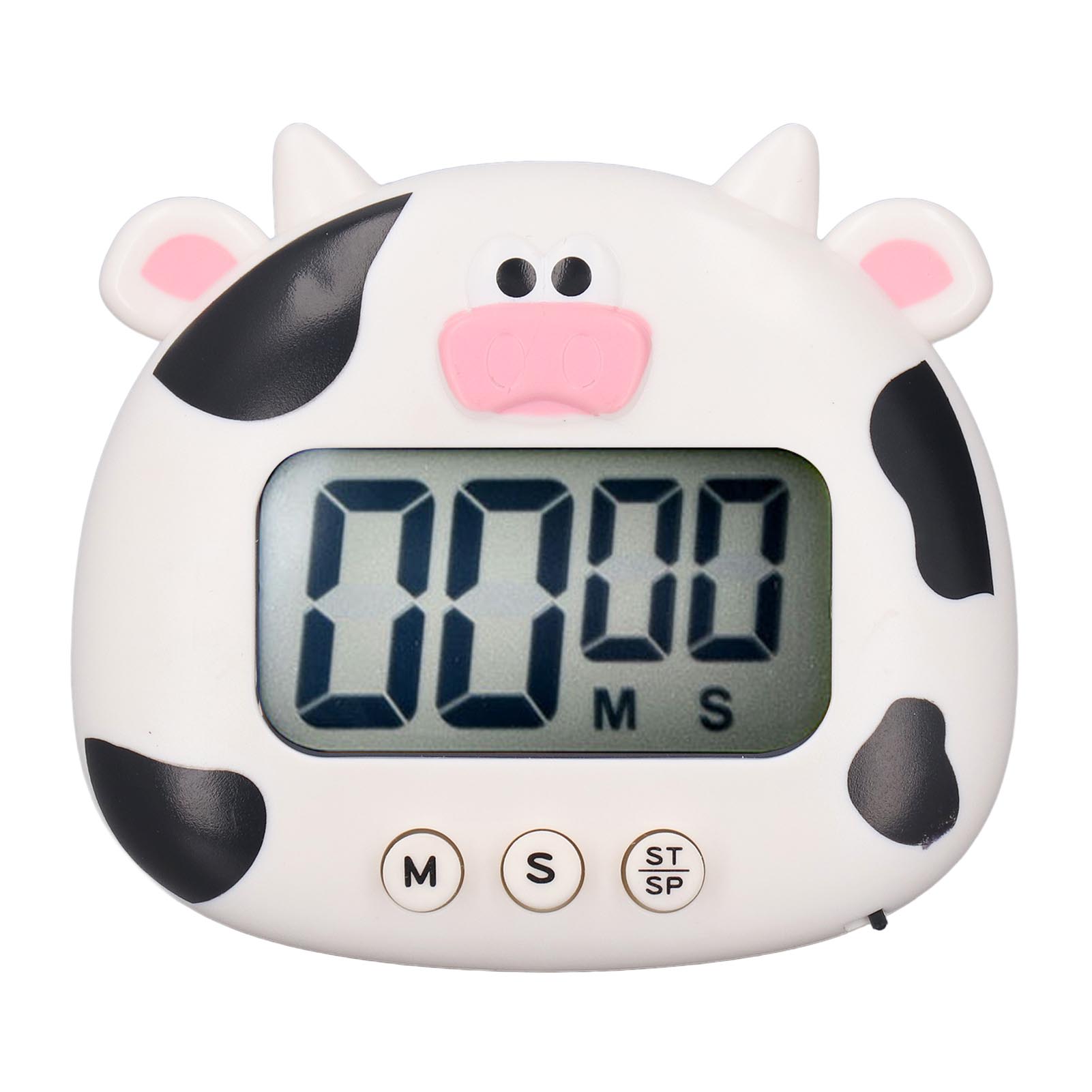 Digitaler Küchentimer Mit Auf- Und Abwärtszähler, Animierten Tiergeräuschen, Lichtsignal, Einfacher Bedienung Und Pädagogischer Kochunterstützung (weiße Kuh).