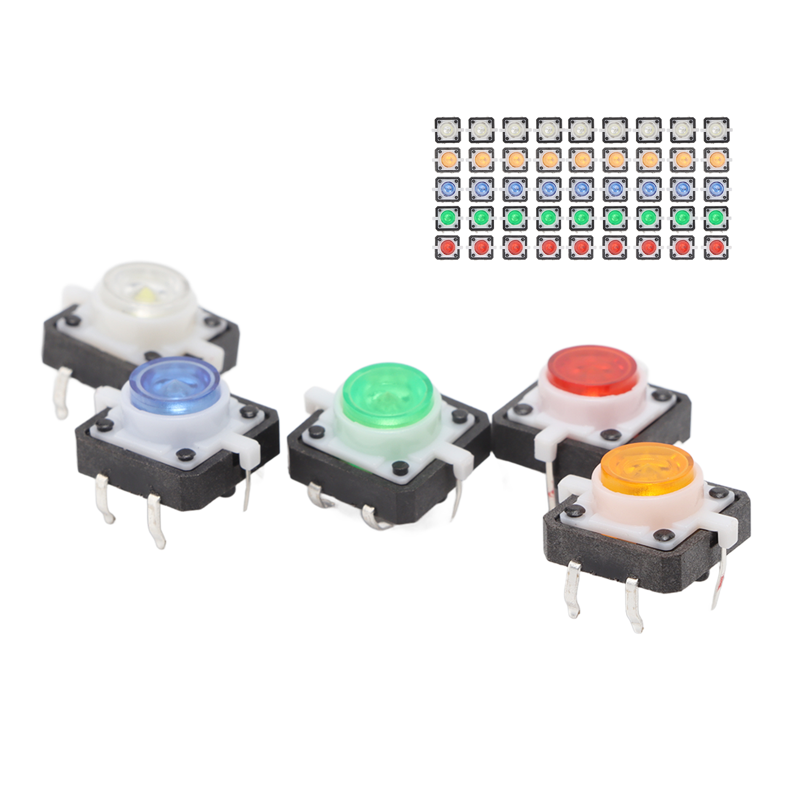 Mini-momentan-drucktaster Mit Rückstellfunktion, 50 Stück, Rot, Gelb, Blau, Grün, Weiß, Berührungsschalter Mit Led-lampe, Dc 12v.