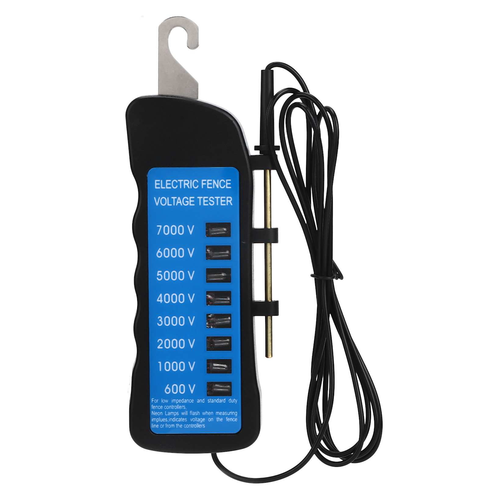 Escome Abs 7000v Tragbarer Elektrozaun-tester Mit Mehrfachspannungserkennung Für Die Landwirtschaftliche Stromversorgung.