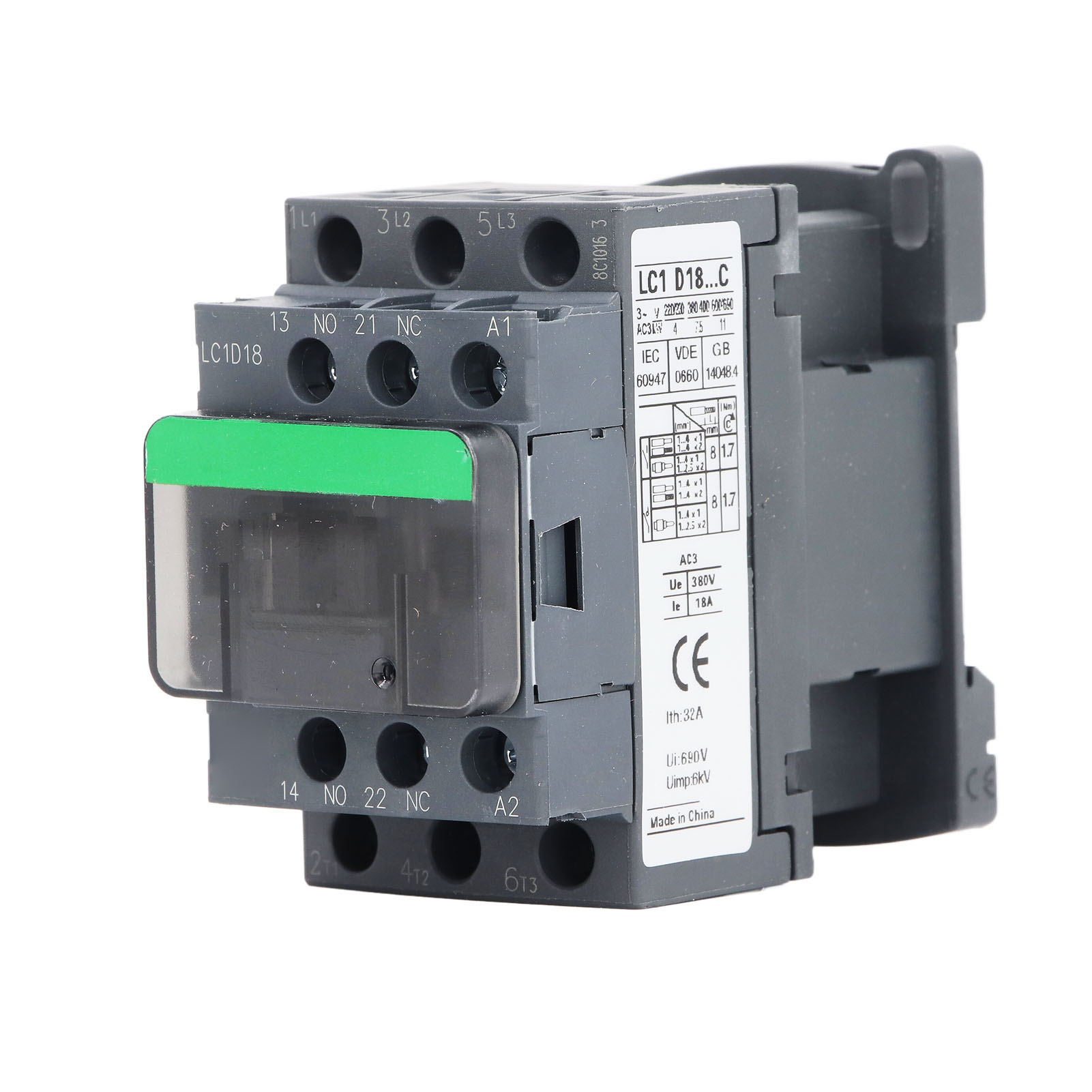 Lc1d18 Wechselstromschütz, Nennspannung 380v, Industrieller Elektrischer Ersatz, 18a Ac380v Spule.